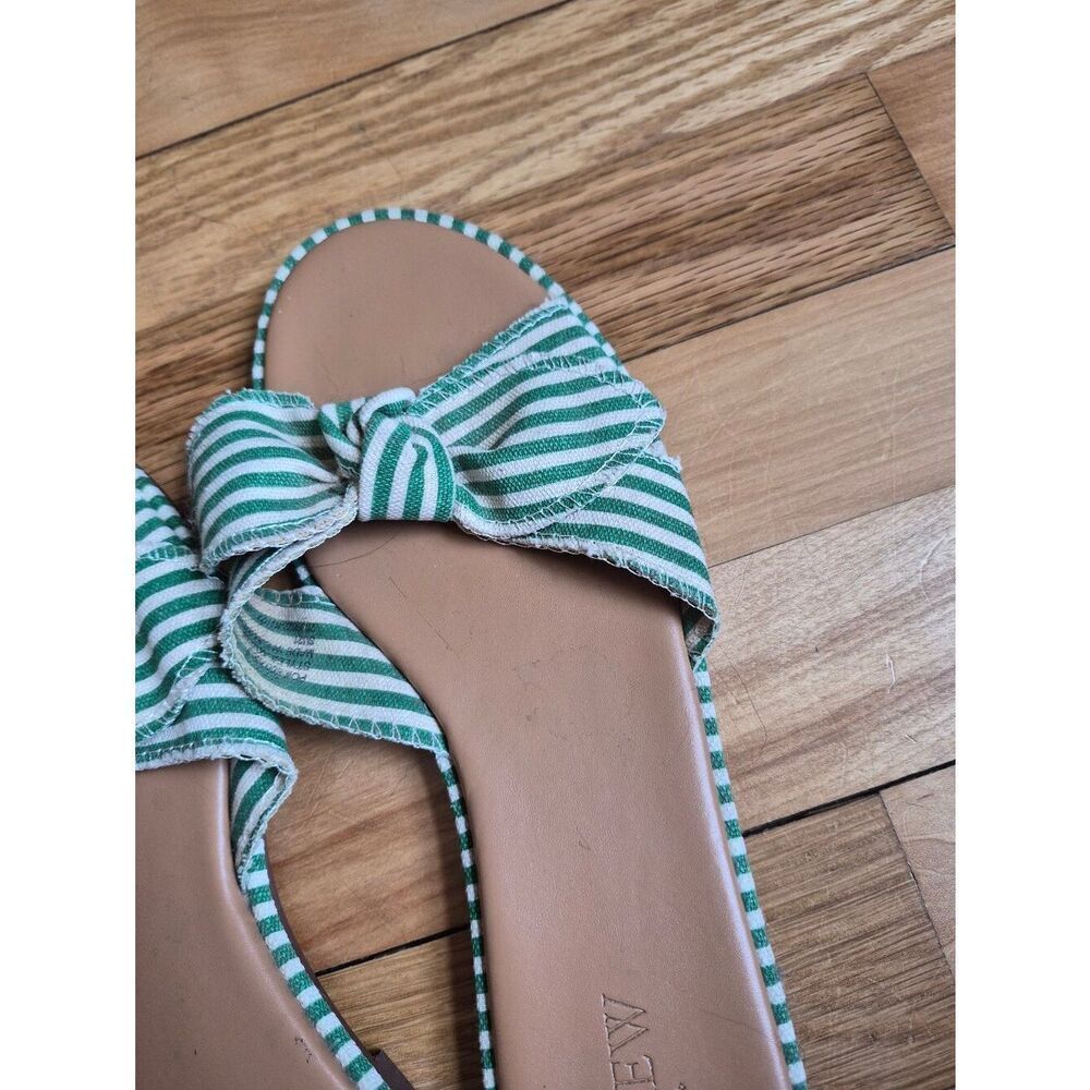 J.Crew Green and White Striped Bow Slide Sandals - Picture 7 of 8